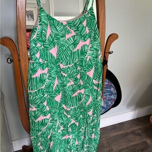 Lilly Pulitzer Green and Pink Leaf Print Dress